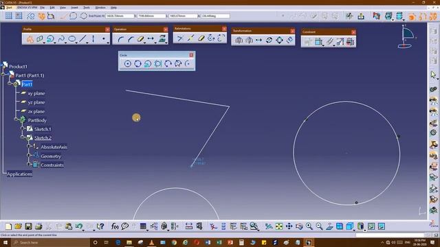 How to Use Circle Tool Bar in sketch based features Catia V5 Part 3 смотреть онлайн