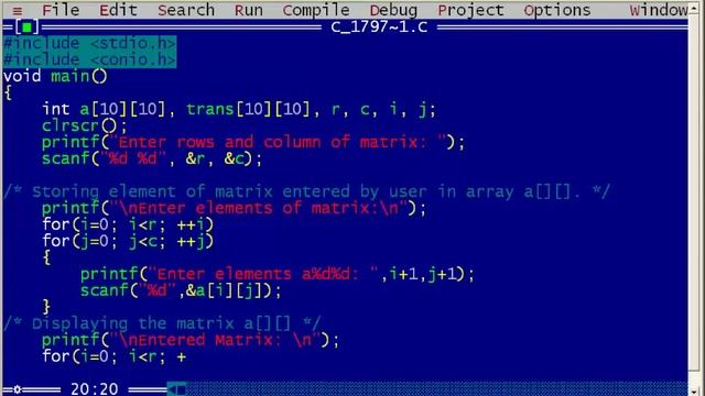 C Program to Find Transpose of a Matrix смотреть онлайн