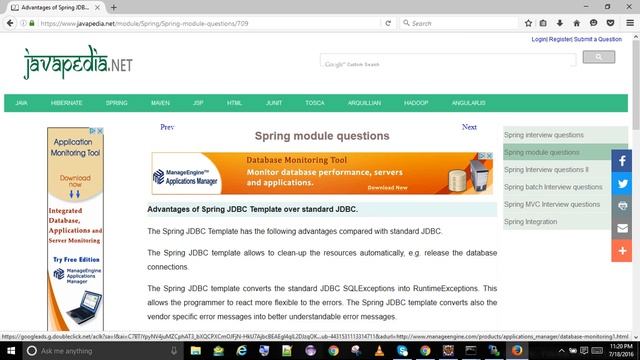 Advantages of Spring JDBC Template over standard JDBC.
| javapedia.net смотреть онлайн