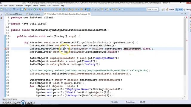 Hibernate 5:Select Values using CriteriaQuery and returns Data Transfer Object(DTOs) смотреть онлайн