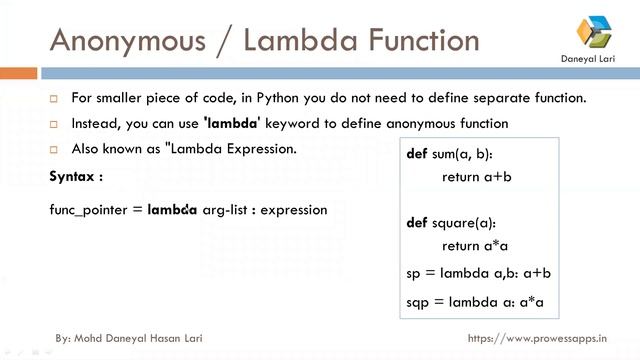 #54 Python Tutorial for Beginners | Lambda or Anonymous Function in Python | Function Pointer смотреть онлайн