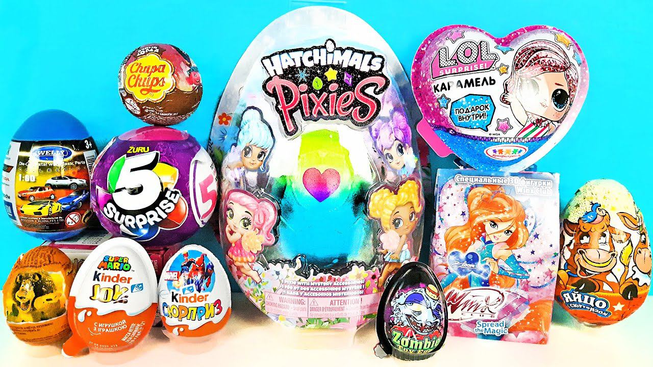СЮРПРИЗ MIX! Hatchimals Pixies, Winx Club, Куклы LOL, Тролли, Машинки Welly Unboxing Kinder Surprise смотреть онлайн