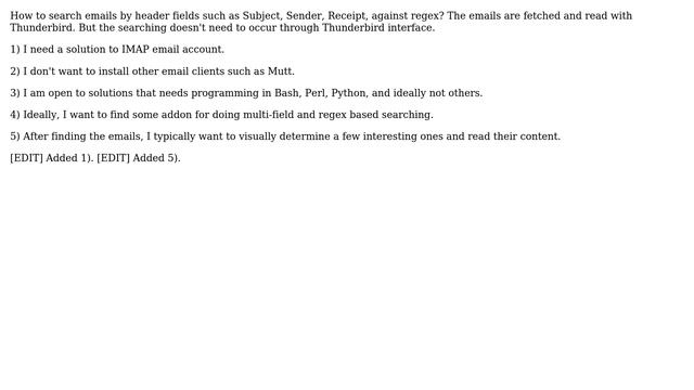 How to search emails by matching header fields against regex "in" Thunderbird? смотреть онлайн