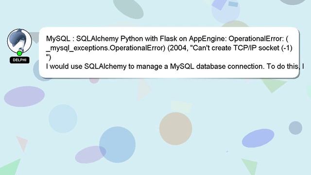 MySQL : SQLAlchemy Python with Flask on AppEngine: OperationalError: (_mysql_exceptions.Operational смотреть онлайн