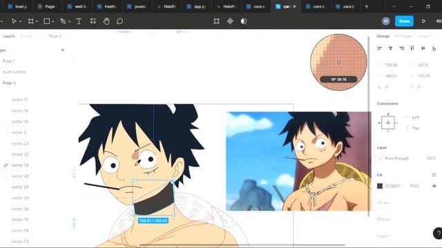 Cara Membuat Desain Ilustrasi Luffy Dari Karakter Anime One Piece Di Figma Part 6