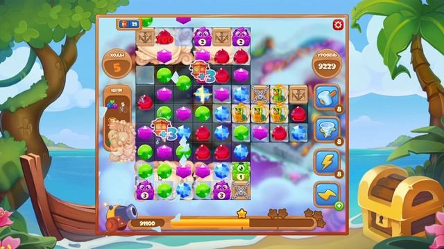 Как пройти уровень 9229 игры Сокровища Пиратов смотреть онлайн