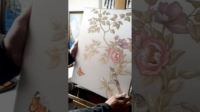 Роспись на шелке #искусство #классика #роспись #дизайн #дизайинтерьера #красота смотреть онлайн