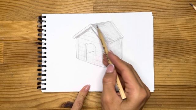 Как нарисовать будку карандашом | Рисунок для начинающих поэтапно смотреть онлайн