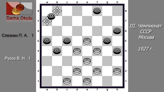 Руссо В. Н. - Слезкин П. А. III. Чемпионат СССР по Русским Шашкам. 1927 г. смотреть онлайн