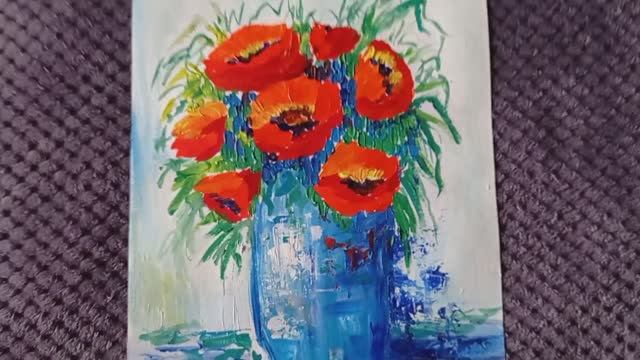 Как легко нарисовать букет маков | Акриловая живопись для начинающих смотреть онлайн