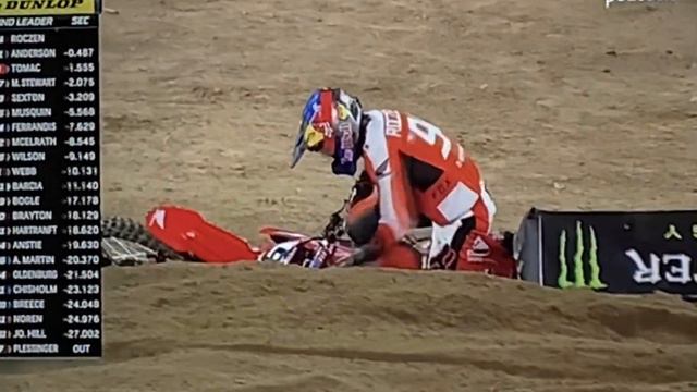Jason Anderson takes Ken Roczen DOWN 450 Main Event @ Anaheim 2 Monster Energy Supercross смотреть онлайн