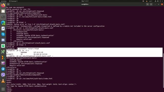 Apache HTTPD Basic Authentication | Fedora 33