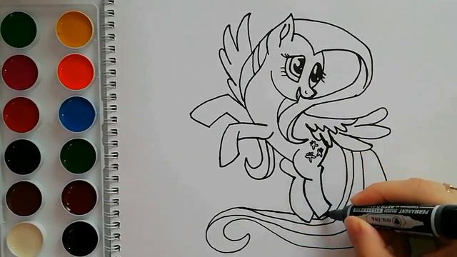Мой маленький пони. My Little Pony. Флаттершай. Fluttershy. Мультик-раскраска. Учим цвета. смотреть онлайн
