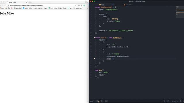Vue.js tutorial: Using props for accessing URL parameters within components with Vue Router смотреть онлайн