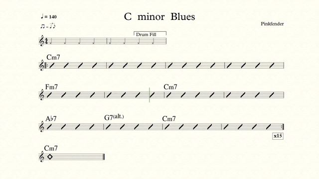 C minor blues Backing Track For Piano 140 смотреть онлайн