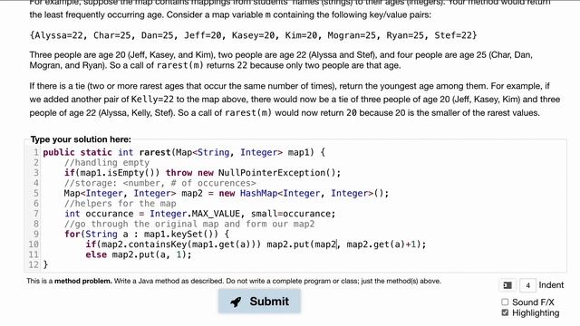 Java Practice It | Exercise 11.19: rarest | collections, sets and maps, hashmap, for, if else смотреть онлайн