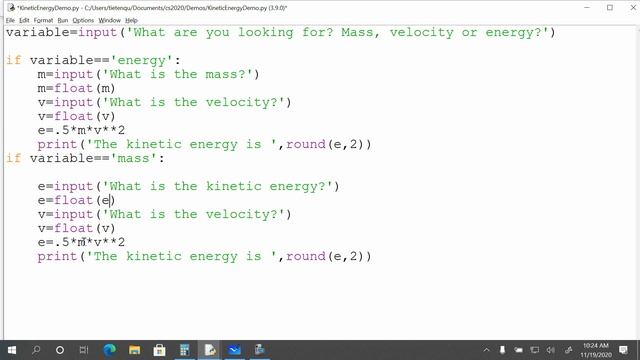 Kinetic Energy Equation Using Python смотреть онлайн