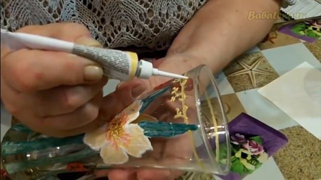 Рисуем сетку акриловым контуром на ровной поверхности смотреть онлайн