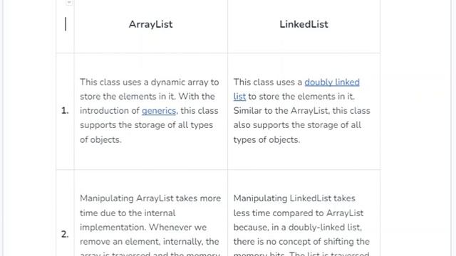 ArrayList vs LinkedList in Java смотреть онлайн