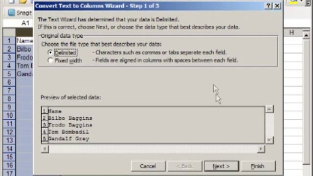 Split a column of names in Excel 2003 смотреть онлайн