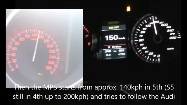 Mazda 3 MPS Stage 2 vs Audi S5 Stage 1 by APR - 140kph to 230+ смотреть онлайн