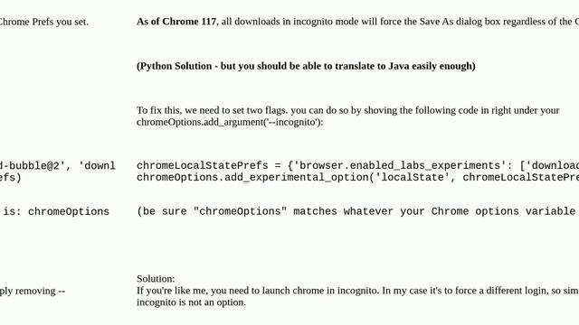 ChromeDriver Version 117+ Forces "Save As" Dialog - How to Bypass? (Selenium/Java) смотреть онлайн