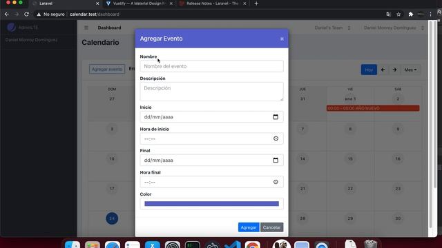 CALENDARIO EN LARAVEL 8, ADMINLTE, VUETIFY-CALENDAR Y VUE (Presentación) смотреть онлайн