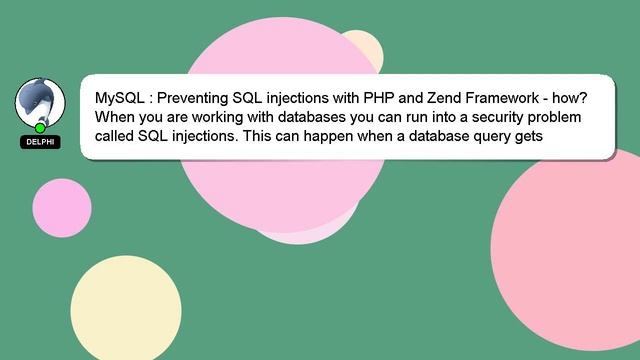 MySQL : Preventing SQL injections with PHP and Zend Framework - how? смотреть онлайн