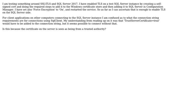 Databases: SQL Server 2017 and TLS - client requirements смотреть онлайн