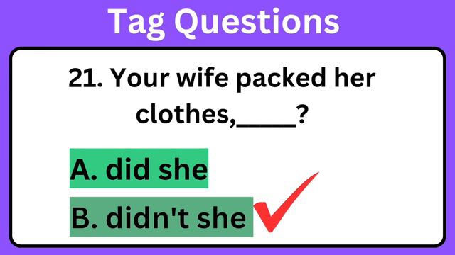 40+ Tag questions and answers for beginners l Tag questions quiz test смотреть онлайн