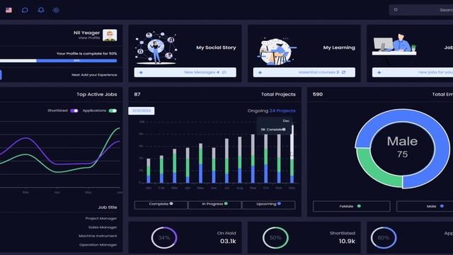 Career Admin Dashboard Template Bootstrap 5 with UI Kit – EmployX смотреть онлайн
