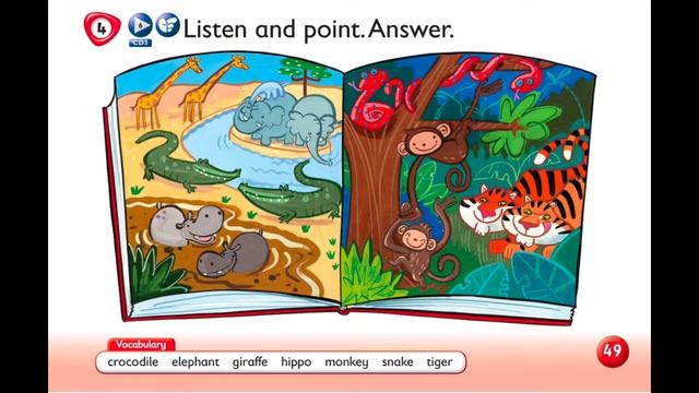 Kids Box 1, Unit 7.2 Wild animals. Listen and point. Answer. смотреть онлайн