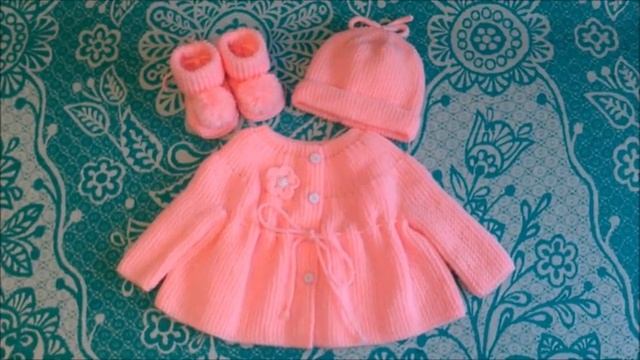 Детская кофта спицами,пинетки спицами,шапка спицами-набор для новорожденной смотреть онлайн