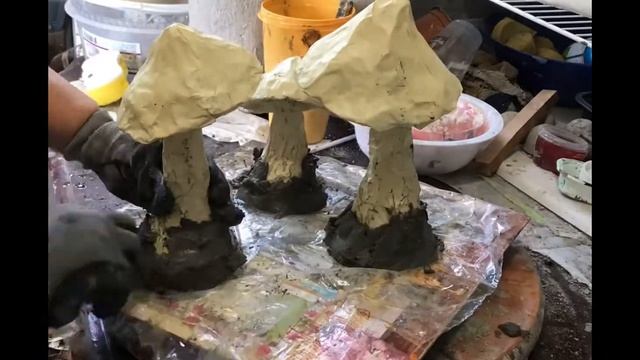 How To Make 3 Different Cement Mushrooms For Garden