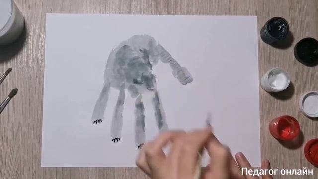 Рисование ладошкой! Как нарисовать слона. Рисуем с детьми смотреть онлайн