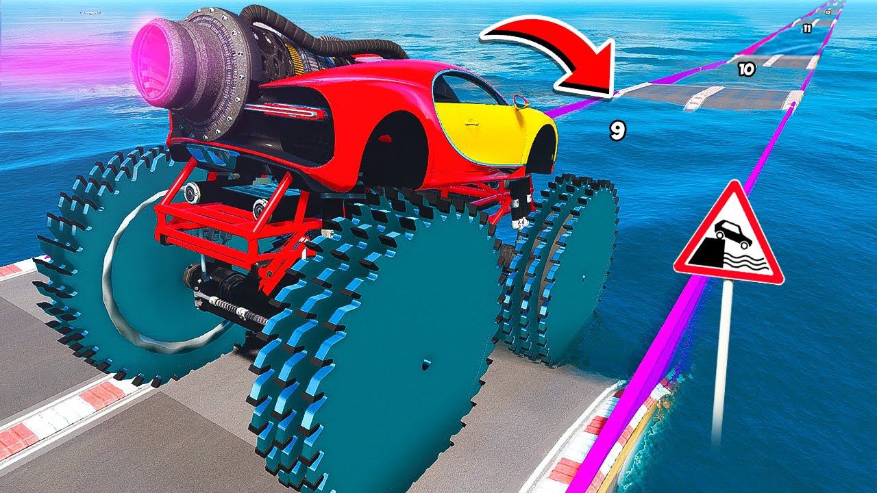 СМОЖЕТ ЛИ ГИГАНТСКИЙ БУГАТТИ ЧИРОН НА КОЛЁСАХ ПИЛАХ ПРОЕХАТЬ ГЛУБОКУЮ ЯМУ С ВОДОЙ ГТА 5 МОДЫ МУРКА смотреть онлайн