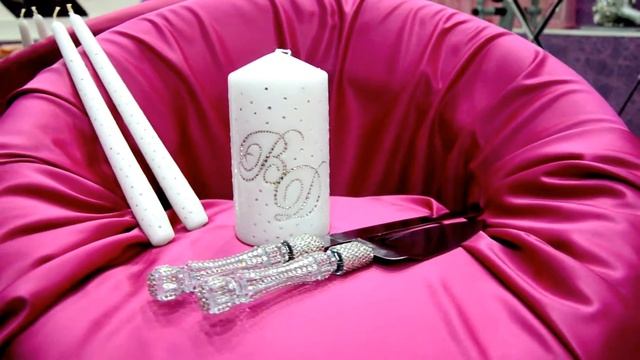 Свадебные свечи в стразах с инициалами и приборы для торта Https://vk.com/club53829666