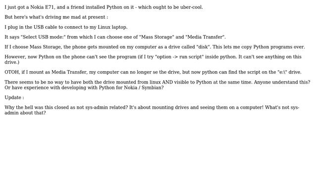 Nokia E71 - USB mode and Linux and Python (2 Solutions!!) смотреть онлайн