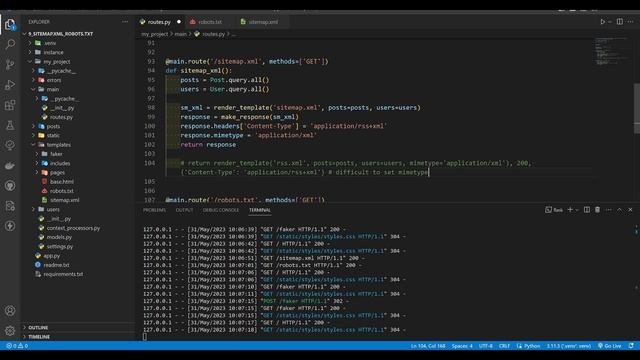 Создаем динамические sitemap.xml, RSS Feed, robots.txt во Flask (Python) смотреть онлайн