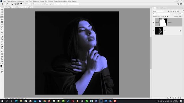 Как создать двойное освещение в Фотошоп для черно-белого изображения [Double lighting in Photoshop] смотреть онлайн