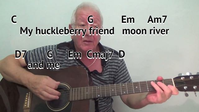 Moon River (Audrey Hepburn cover) GUITAR LESSON play-along with chords and lyrics - Key Gmajor смотреть онлайн
