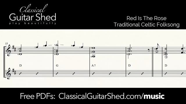 Red is the Rose - Free sheet music and TABS for classical guitar смотреть онлайн