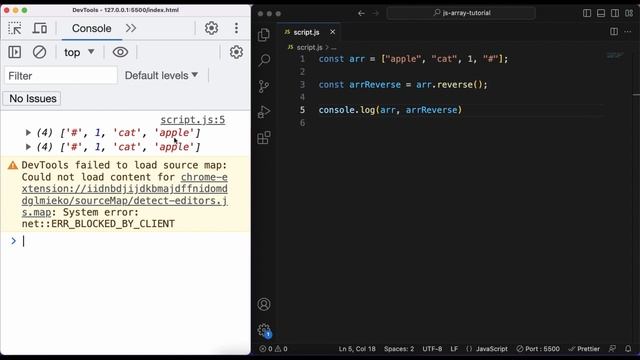 reverse Array Method | Chap - 17 | Array Methods and Properties | Javascript Tutorial In Hindi смотреть онлайн