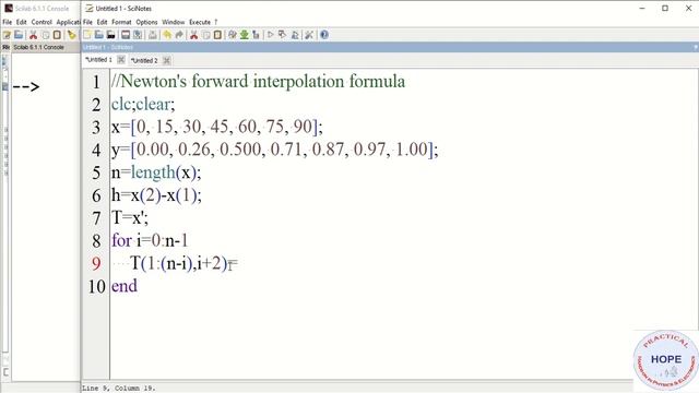 Interpolation using Newton's Forward and Backward difference formula in SCILAB смотреть онлайн