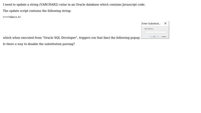 Databases: Disable Oracle substitution parsing смотреть онлайн