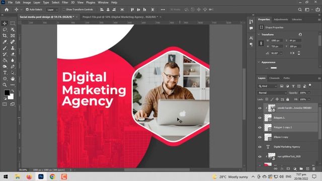 How to Design a Digital Marketing Social Media Banner in Photoshop | Adobe Photoshop Tutorial смотреть онлайн