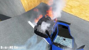 Автомобили, автобусы, грузовики против гигантской ямы #1 - BeamNG