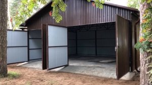 Двухместный гараж из металлопрофиля своими руками.