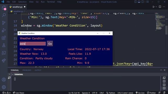 Python Weather App GUI | PySimpleGUI Tutorial смотреть онлайн