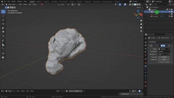 Blender , модификатор Volume to mesh со всеми настройками